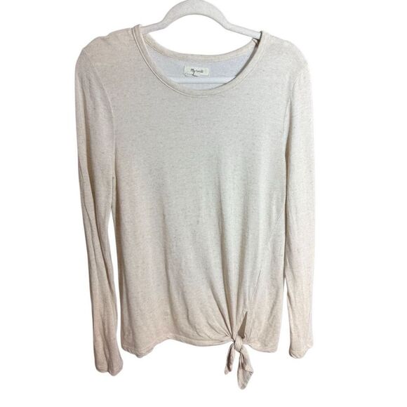 Madewell Soundcheck Side-Tie Tee in Natural (oatmeal shade) in size L Linen blen - Picture 3 of 9